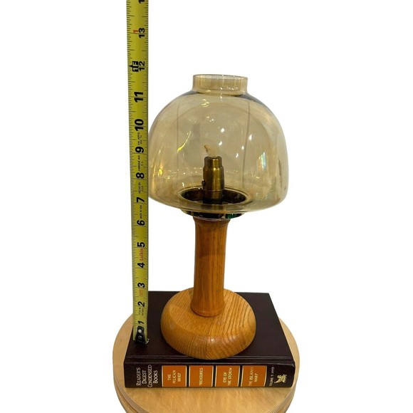 Vtg Jakobsson Style Candlestick Holder Wood And Brass Mushroom Shade Swedish MCM - Picture 13 of 15